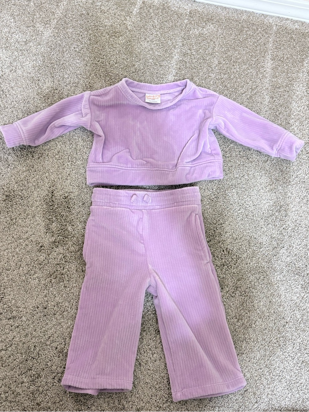 jumping beans Lavender Velour matching set - baby Girls